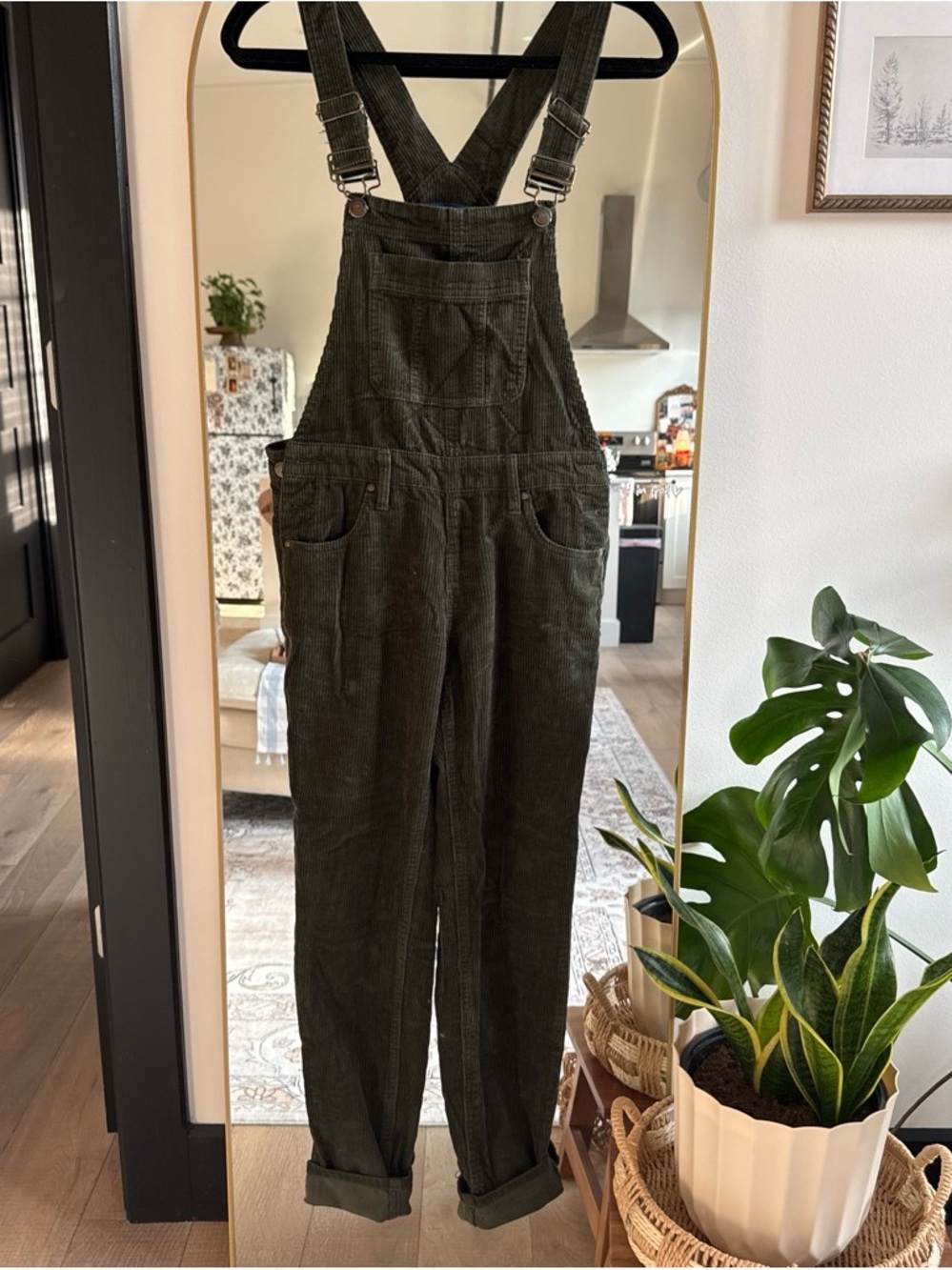 Blue Spice Olive Corduroy Overalls